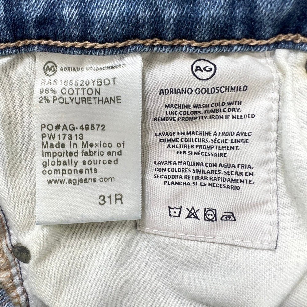 AG Adriano Goldschmied‎ Prima Ankle Jeans Womens 31R Slim Straight Raw Hem  Blue - Picture 4 of 9